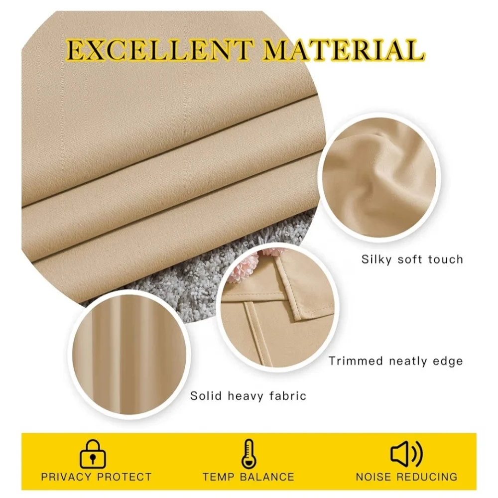 Beige Blackout Drape Curtain